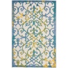 image:imageNourison Home Aloha Ivory Blue 2 x 3 Area Rug  Easy Clean Non Shedding Bed Room Living Room Dining Room Kitchen 2 x 3