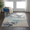image:imageNourison Home Celestial Sealife 3 x 5 Area Rug  Easy Clean Non Shedding Bed Room Living Room Dining Room Kitchen 3 x 5IvoryTeal Blue