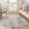 image:imageNourison Home Concerto Abstract Ivory Grey Blue 3 x 5 Oval Area Rug Easy Cleaning Non Shedding Bed Room Living Room Dining Room Kitchen 3x5Ivory Grey Blue