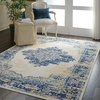 image:imageNourison Home Grafix Traditional Navy Blue 3 x 5 AreaRug EasyCleaning Non Shedding Bed Room Living Room Dining Room Kitchen 3x5White