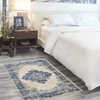 image:imageNourison Home Grafix Traditional Navy Blue 3 x 5 AreaRug EasyCleaning Non Shedding Bed Room Living Room Dining Room Kitchen 3x5White