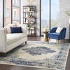 image:imageNourison Home Grafix Traditional Navy Blue 3 x 5 AreaRug EasyCleaning Non Shedding Bed Room Living Room Dining Room Kitchen 3x5White
