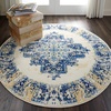 image:imageNourison Home Grafix Traditional Navy Blue 3 x 5 AreaRug EasyCleaning Non Shedding Bed Room Living Room Dining Room Kitchen 3x5White