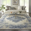 image:imageNourison Home Grafix Traditional Navy Blue 3 x 5 AreaRug EasyCleaning Non Shedding Bed Room Living Room Dining Room Kitchen 3x5White