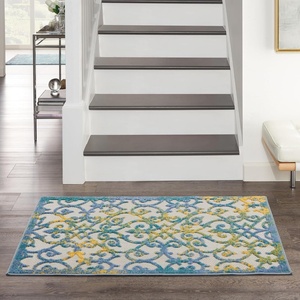 image:imageNourison Home Aloha Ivory Blue 2 x 3 Area Rug  Easy Clean Non Shedding Bed Room Living Room Dining Room Kitchen 2 x 3