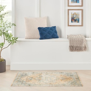 image:imageNourison Home Astra Machine Washable Beige 33 x 5 Area Rug  Easy Clean Non Shedding Bed Room Living Room Dining Room Kitchen 3 x 5Beige Blue