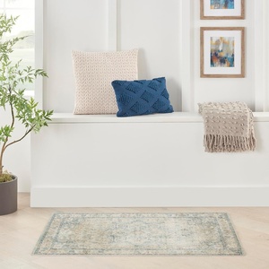 image:imageNourison Home Astra Machine Washable Beige 33 x 5 Area Rug  Easy Clean Non Shedding Bed Room Living Room Dining Room Kitchen 3 x 5Light Blue
