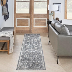 image:imageNourison Home Astra Machine Washable Gold Grey 53 x 7 Area Rug  Easy Clean Non Shedding Bed Room Living Room Dining Room Kitchen 5 x 7Dark Blue