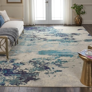 image:imageNourison Home Celestial Sealife 3 x 5 Area Rug  Easy Clean Non Shedding Bed Room Living Room Dining Room Kitchen 3 x 5Ivory Teal Blue