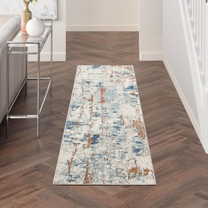 image:imageNourison Home Concerto Abstract Ivory Grey Blue 3 x 5 Oval Area Rug Easy Cleaning Non Shedding Bed Room Living Room Dining Room Kitchen 3x5Beige Blue Rust
