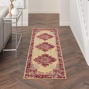 image:imageNourison Home Grafix Traditional Navy Blue 3 x 5 AreaRug EasyCleaning Non Shedding Bed Room Living Room Dining Room Kitchen 3x5Cream Red