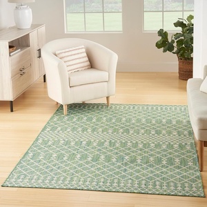 image:imageNourison Home Positano Jute 5 x 7 Area Rug  Easy Clean Non Shedding Bed Room Living Room Dining Room Kitchen 5 x 7Blue Green