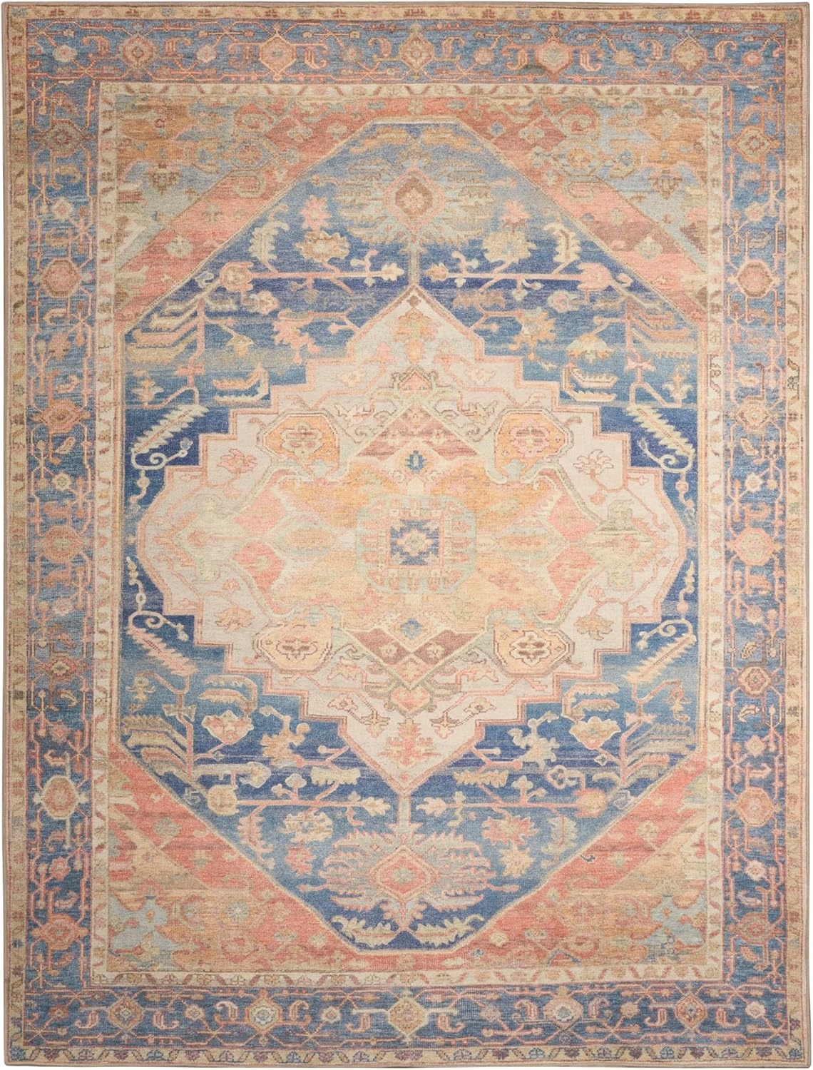 image:imageNourison Home Vintage Washables Blue Green 2 x 6 Area Rug  Easy Clean Non Shedding Bed Room Living Room Dining Room Kitchen 6 RunnerBlue Coral