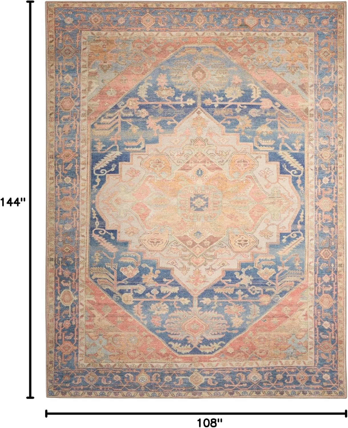image:imageNourison Home Vintage Washables Blue Green 2 x 6 Area Rug  Easy Clean Non Shedding Bed Room Living Room Dining Room Kitchen 6 RunnerBlue Coral
