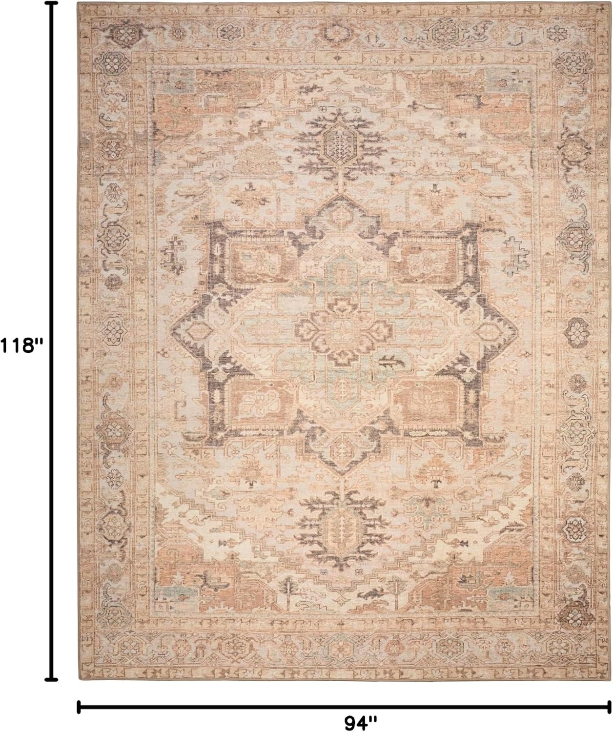 image:imageNourison Home Vintage Washables Coral Mint 53 x 73 Area Rug  Easy Clean Non Shedding Bed Room Living Room Dining Room Kitchen 5 x 7Coral Mint