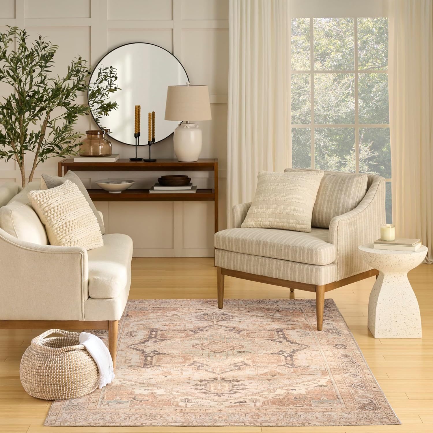 image:imageNourison Home Vintage Washables Coral Mint 53 x 73 Area Rug  Easy Clean Non Shedding Bed Room Living Room Dining Room Kitchen 5 x 7Coral Mint