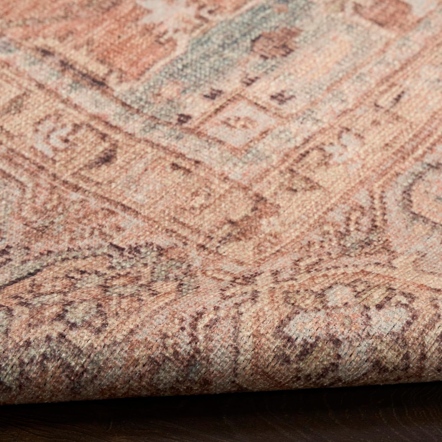 image:imageNourison Home Vintage Washables Coral Mint 53 x 73 Area Rug  Easy Clean Non Shedding Bed Room Living Room Dining Room Kitchen 5 x 7Coral Mint
