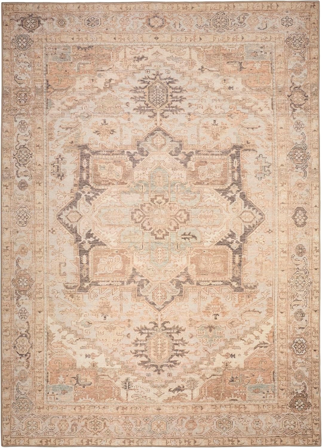 image:imageNourison Home Vintage Washables Coral Mint 53 x 73 Area Rug  Easy Clean Non Shedding Bed Room Living Room Dining Room Kitchen 5 x 7Coral Mint