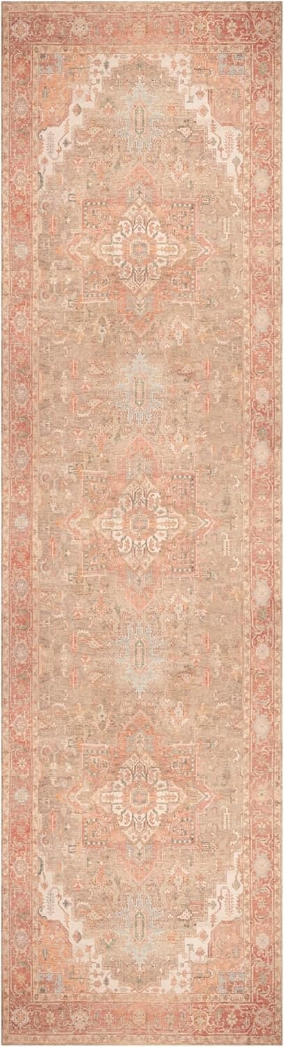 image:imageNourison Home Vintage Washables Light Blue 53 x 73 Area Rug  Easy Clean Non Shedding Bed Room Living Room Dining Room Kitchen 5 x 7Coral Taupe