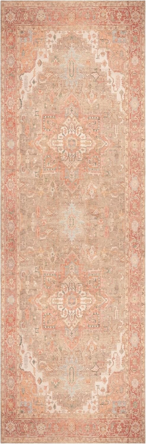 image:imageNourison Home Vintage Washables Light Blue 53 x 73 Area Rug  Easy Clean Non Shedding Bed Room Living Room Dining Room Kitchen 5 x 7Coral Taupe
