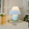 image:imageNourison Home 13 Blue Ceramic Round Lamp with Pleated Shade for Bedroom Living Room Console EntrywayLight Blue