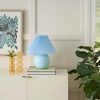 image:imageNourison Home 13 Blue Ceramic Round Lamp with Pleated Shade for Bedroom Living Room Console EntrywayLight Blue