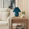 image:imageNourison Home 13 Blue Ceramic Round Lamp with Pleated Shade for Bedroom Living Room Console EntrywayTeal Blue