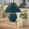 image:imageNourison Home 13 Blue Ceramic Round Lamp with Pleated Shade for Bedroom Living Room Console EntrywayTeal Blue