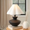 image:imageNourison Home 18 Black Wood Table Lamp with Fluted Shade for Bedroom Living Room Dining Entryway