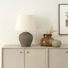 image:imageNourison Home 20 Rustic Terracotta Ceramic Table Lamp with Fabric Shade Bedside Nightstand Lamp for Bedroom Living Room EntrywayBrown