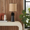 image:imageNourison Home 22 Black Ceramic and Straw Tiered Table Lamp for Bedroom Living Room Console Entryway