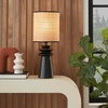 image:imageNourison Home 22 Black Ceramic and Straw Tiered Table Lamp for Bedroom Living Room Console Entryway