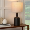 image:imageNourison Home 22 Terracotta Orange Ceramic Table Lamp with Oatmeal Linen Shade for Modern Farmhouse Bedside Lamp Living Room Lamp Small Accent Lamp for Dining RoomBlack