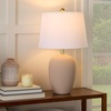 image:imageNourison Home 23 Black Vintage Distressed Ceramic Pot Table Lamp for Bedroom Living Room End Table with White Conical Empire ShadeBlush Pink