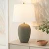 image:imageNourison Home 23 Black Vintage Distressed Ceramic Pot Table Lamp for Bedroom Living Room End Table with White Conical Empire ShadeDark Green