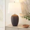 image:imageNourison Home 23 Black Vintage Distressed Ceramic Pot Table Lamp for Bedroom Living Room End Table with White Conical Empire ShadeDark Purple