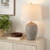 image:imageNourison Home 23 Black Vintage Distressed Ceramic Pot Table Lamp for Bedroom Living Room End Table with White Conical Empire ShadeEarth Brown