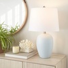 image:imageNourison Home 23 Black Vintage Distressed Ceramic Pot Table Lamp for Bedroom Living Room End Table with White Conical Empire ShadeLight Blue