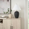 image:imageNourison Home 23 Black Vintage Distressed Ceramic Pot Table Lamp for Bedroom Living Room End Table with White Conical Empire ShadeVintage Black