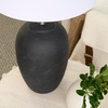 image:imageNourison Home 23 Black Vintage Distressed Ceramic Pot Table Lamp for Bedroom Living Room End Table with White Conical Empire ShadeVintage Black