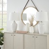 image:imageNourison Home 26 White Glossy Feather Engraved Coastal Farmhouse Table Lamp for Bedroom Living Room Dining Entryway