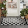 image:imageNourison Home Aloha Blue Grey 4 x Round Area Rug  Easy Clean Non Shedding Bed Room Living Room Dining Room Kitchen 4 x RoundBlack White