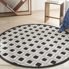 image:imageNourison Home Aloha Blue Grey 4 x Round Area Rug  Easy Clean Non Shedding Bed Room Living Room Dining Room Kitchen 4 x RoundBlack White