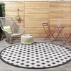 image:imageNourison Home Aloha Blue Grey 4 x Round Area Rug  Easy Clean Non Shedding Bed Room Living Room Dining Room Kitchen 4 x RoundBlack White