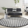 image:imageNourison Home Aloha Blue Grey 4 x Round Area Rug  Easy Clean Non Shedding Bed Room Living Room Dining Room Kitchen 4 x RoundBlack White
