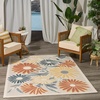 image:imageNourison Home Aloha Blue Grey 53 x 75 Area Rug  Easy Clean Non Shedding Bed Room Living Room Dining Room Kitchen 5 x 8Ivory Rose