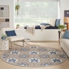 image:imageNourison Home Aloha Blue Multicolor 4 x Round Area Rug  Easy Clean Non Shedding Bed Room Living Room Dining Room Kitchen 4 x RoundGreyBlue