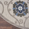 image:imageNourison Home Aloha Blue Multicolor 4 x Round Area Rug  Easy Clean Non Shedding Bed Room Living Room Dining Room Kitchen 4 x RoundGreyBlue
