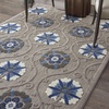 image:imageNourison Home Aloha Blue Multicolor 4 x Round Area Rug  Easy Clean Non Shedding Bed Room Living Room Dining Room Kitchen 4 x RoundGreyBlue