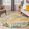 image:imageNourison Home Aloha Ivory Navy 710 x 106 Area Rug  Easy Clean Non Shedding Bed Room Living Room Dining Room Kitchen 8 x 11Green Multicolor